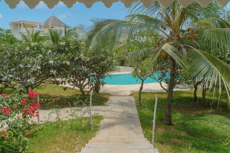 The garden path down to the pool